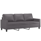 3-Seater Sofa with Footstool Grey 180 cm Faux Leather