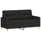 2 Piece Sofa Set with Cushions Black Fabric