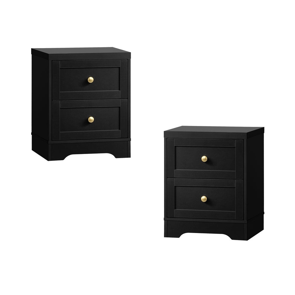 2 X Bedside Tables Hamptons Furniture Black