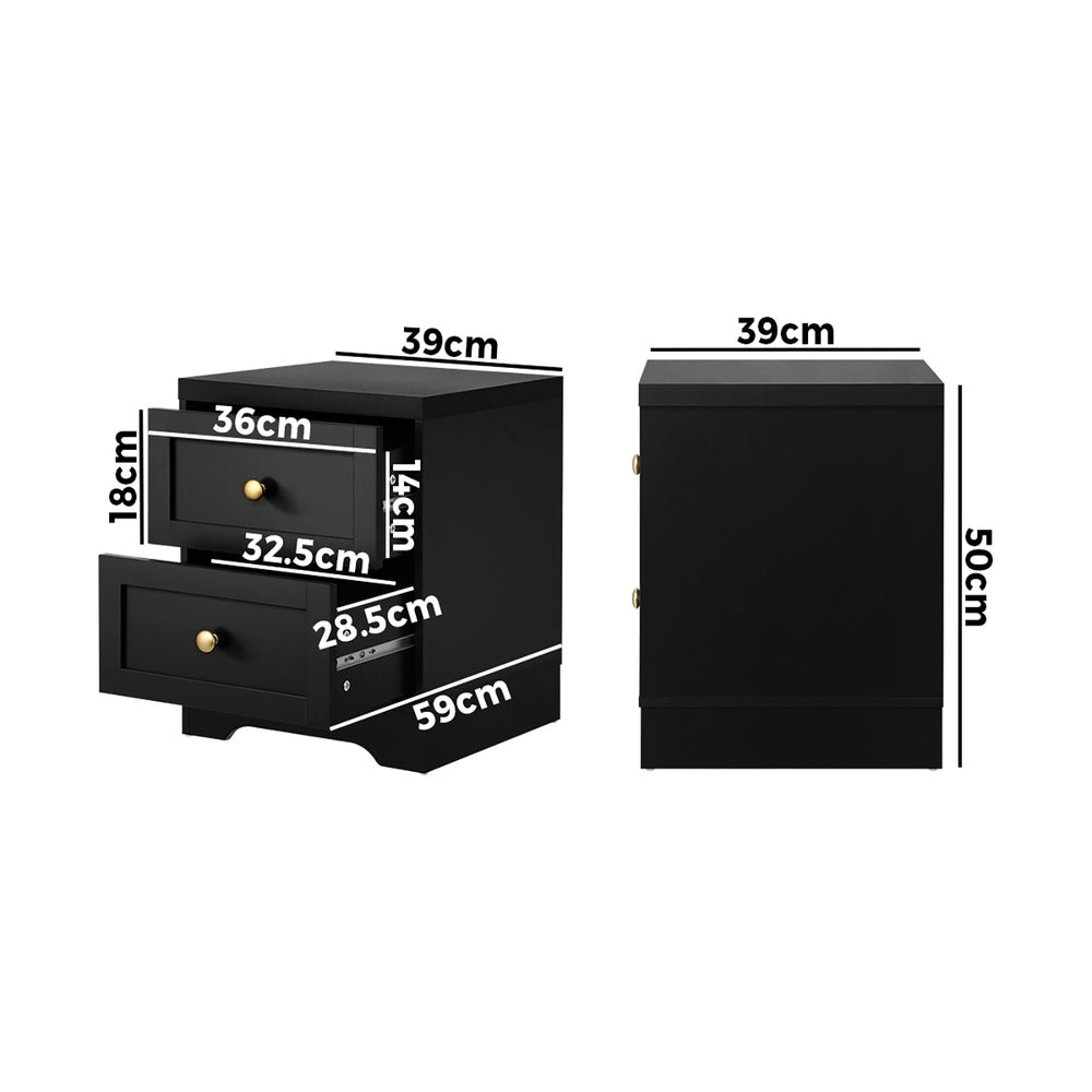 2 X Bedside Tables Hamptons Furniture Black