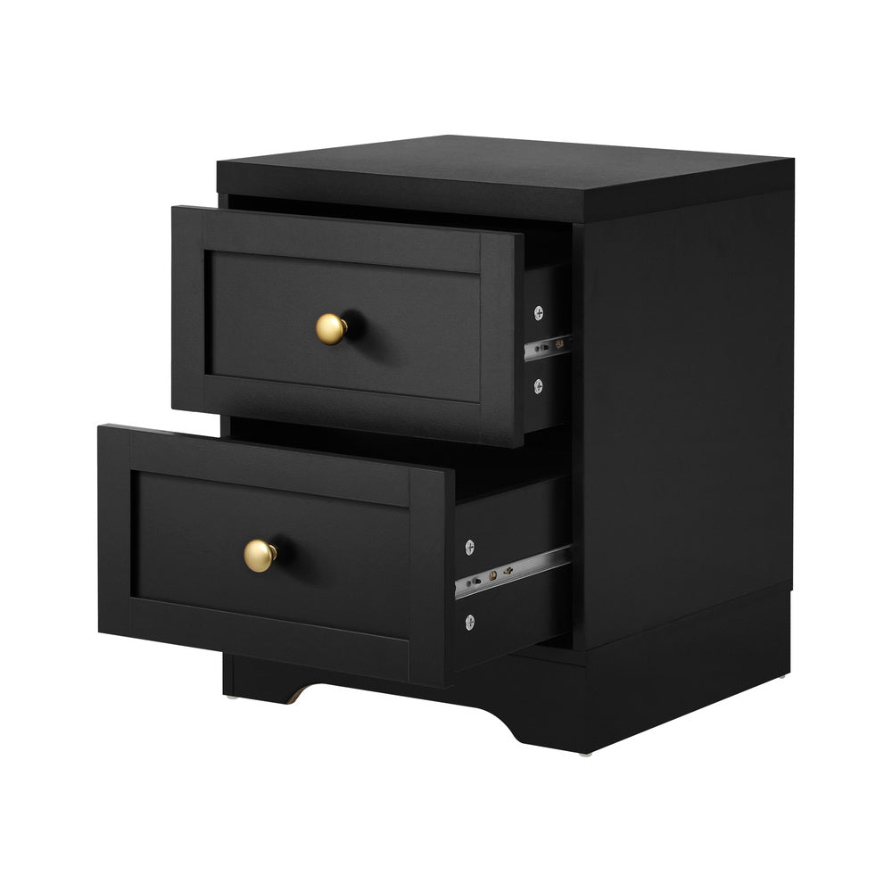 2 X Bedside Tables Hamptons Furniture Black
