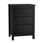Bedside Table 3 Drawers Hamptons Furniture Black