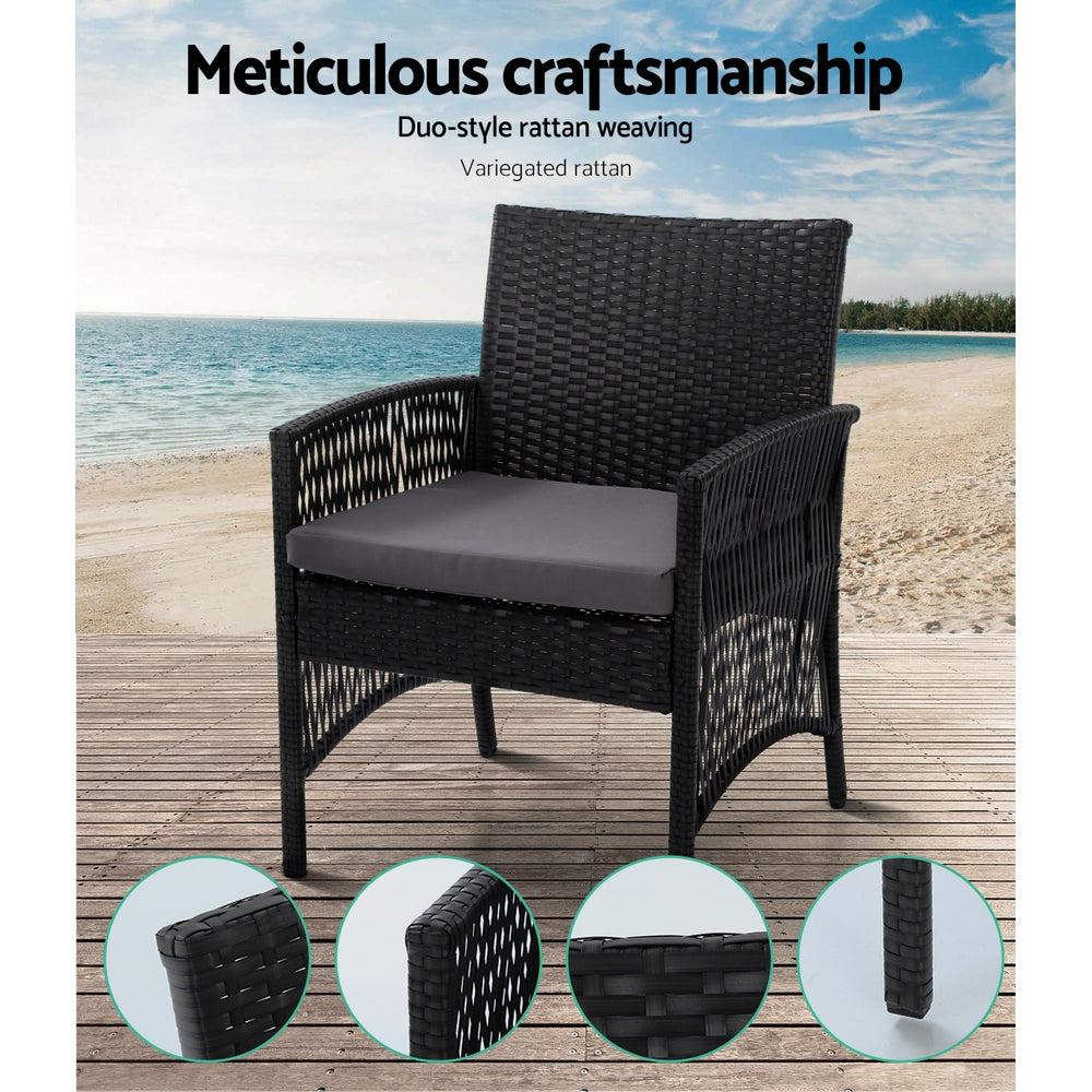 Furniture Set Wicker Cushion 4pc Black