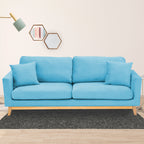 Sarantino 3-Seater Faux Velvet Wooden Sofa Bed Couch Furniture - Blue