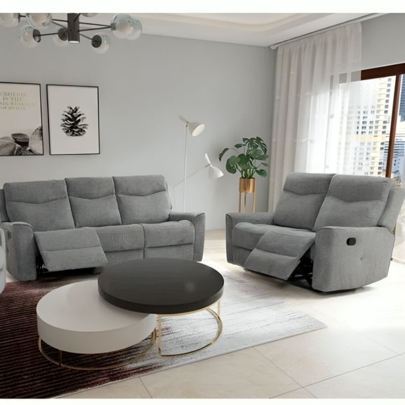 3+2 Seat Manual Recliner Sofa Set Cosmic Light Gray